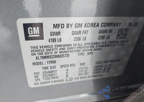 2021 Chevrolet Trailblazer Fwd Ls z USA, uszkodzony, nr VIN KL79MMS22MB025720